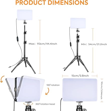 LED Video Light Kit 2 Pack 6500K Dimmable Streaming Lights USB Key Light Photography Lighting - Image 2