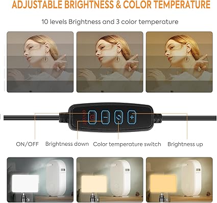 LED Video Light Kit 2 Pack 6500K Dimmable Streaming Lights USB Key Light Photography Lighting - Image 3