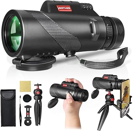 80x100 Monocular Telescope for Smartphones - High Powered HD Monocular with Tripod & Adapter